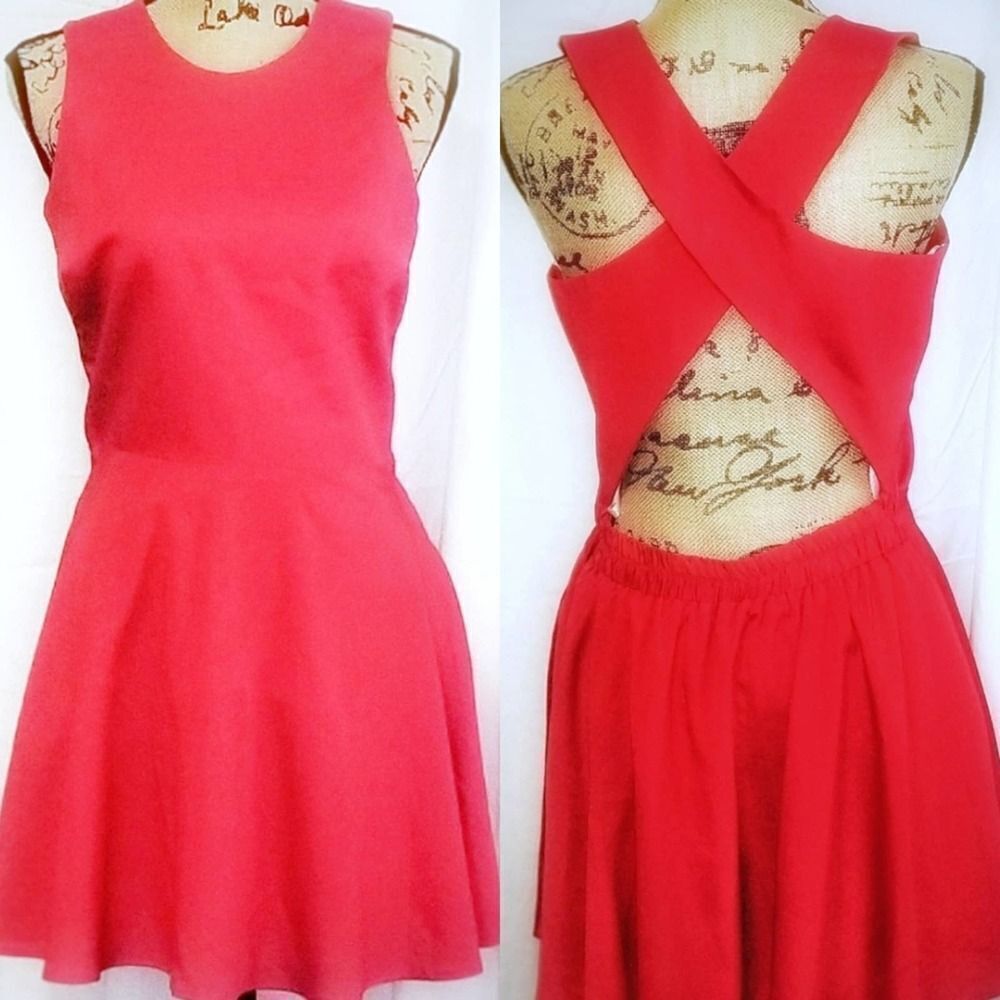 Naven Red Casual Criss-Cross Back A-Line Dress